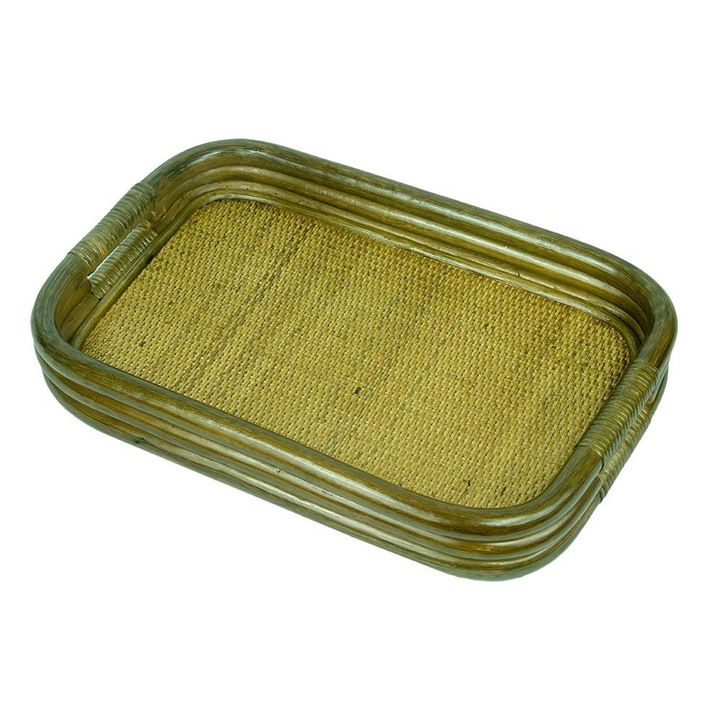 Поднос, RattaNeo, Coral a211, Зелен, 6x48x32 см, естествен ратан