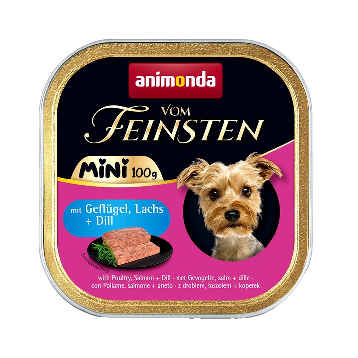 Nedves táp kutyáknak, Animonda, Csirke, lazac és kapor, 100g