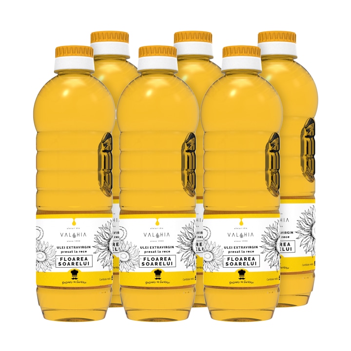 Ulei presat la rece din seminte de de floarea soarelui, 500 ml x 6