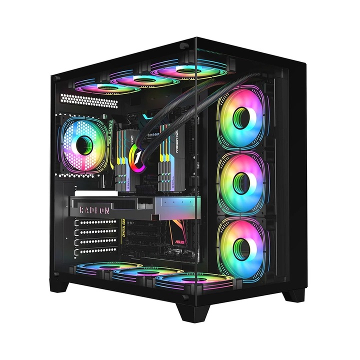 Компютърна кутия 1stPlayer кутия Case ATX - MEGAVIEW MV8 Black MV8-TP-BK