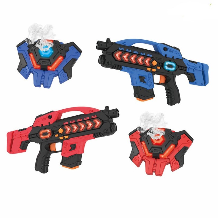 Set 2xArma de jucarie, Sunet/Vibratie, Rosu/Albastru, 8+