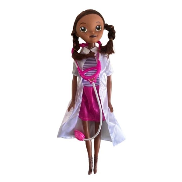 Doctorita Plusica baba sztetoszkóppal, 55 cm, tarka, 3 éves