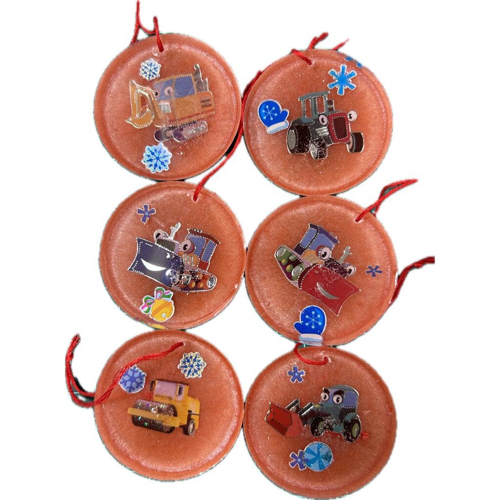 Globuri de craciun, set 6 buc, handmade, din rasina epoxilica, de ...