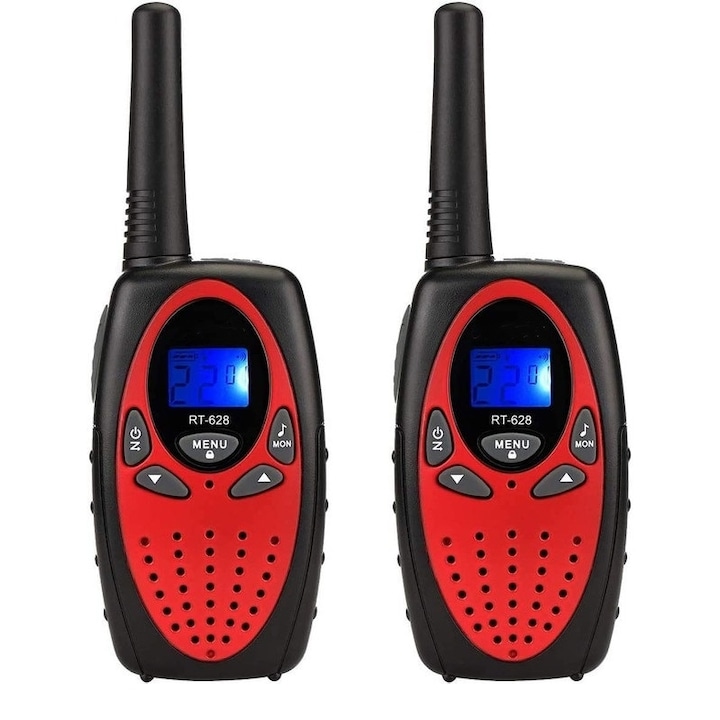 Kids walkie talkie, MOSMAOO®, RT628, 2 csomag, 5-13 éves korig, hosszú távú, kempingezéshez, túrázáshoz, piros