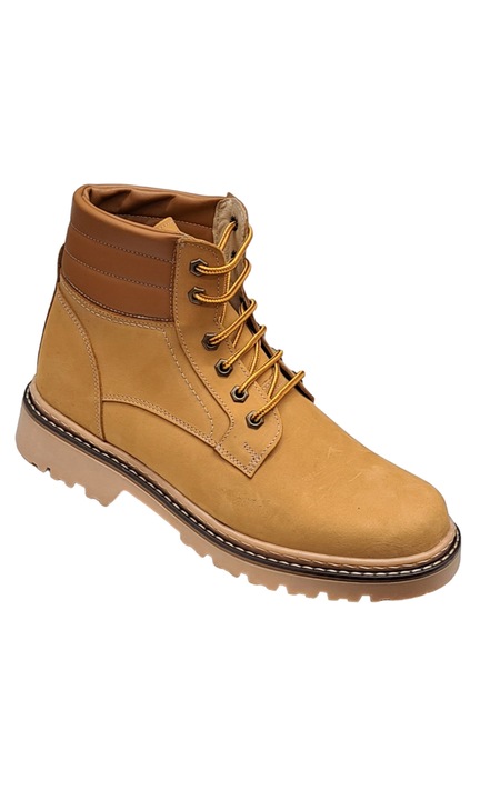 Bocanci barbati din piele naturala box (imblaniti) model Markus 200497, Galben mustar