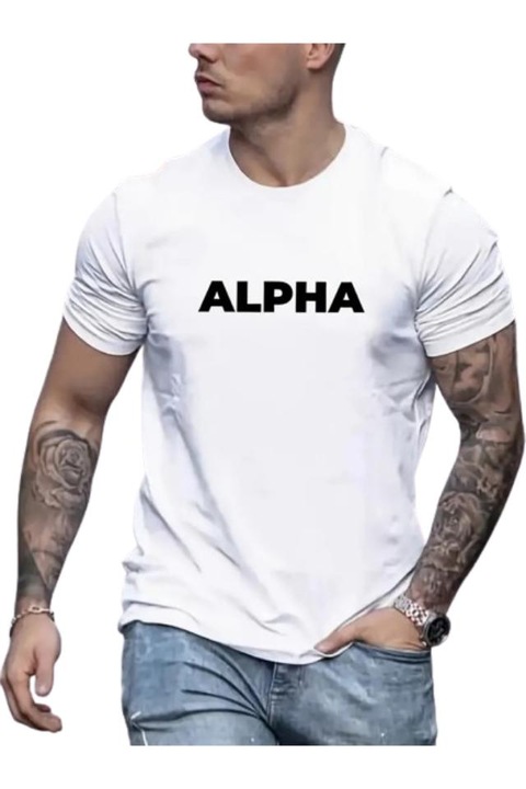 Férfi póló, URBAN BOYS kollekció, egyedi ALPHA, 100% pamut, fehér, XL-es méret