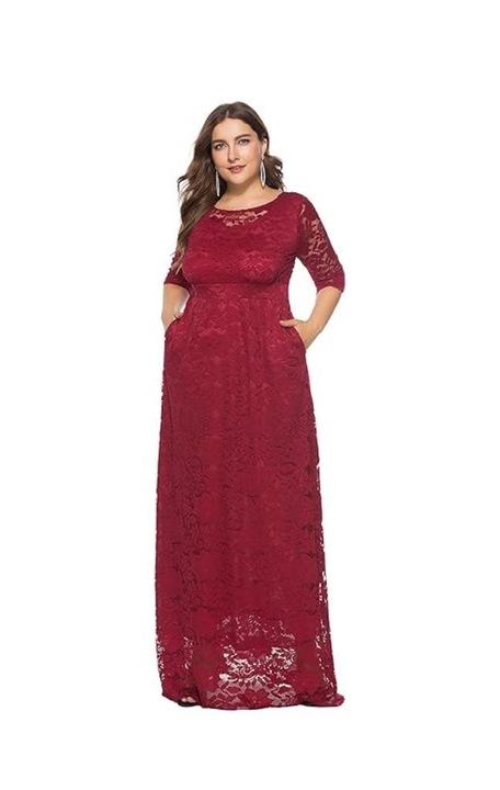 Виненочервена дълга дантелена рокля за жени, Бордо