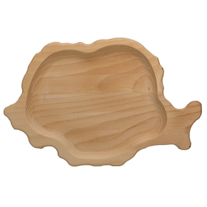 Platou harta Romania, 1 compartiment, lemn masiv, 37 x 24 cm, OnemisFlot
