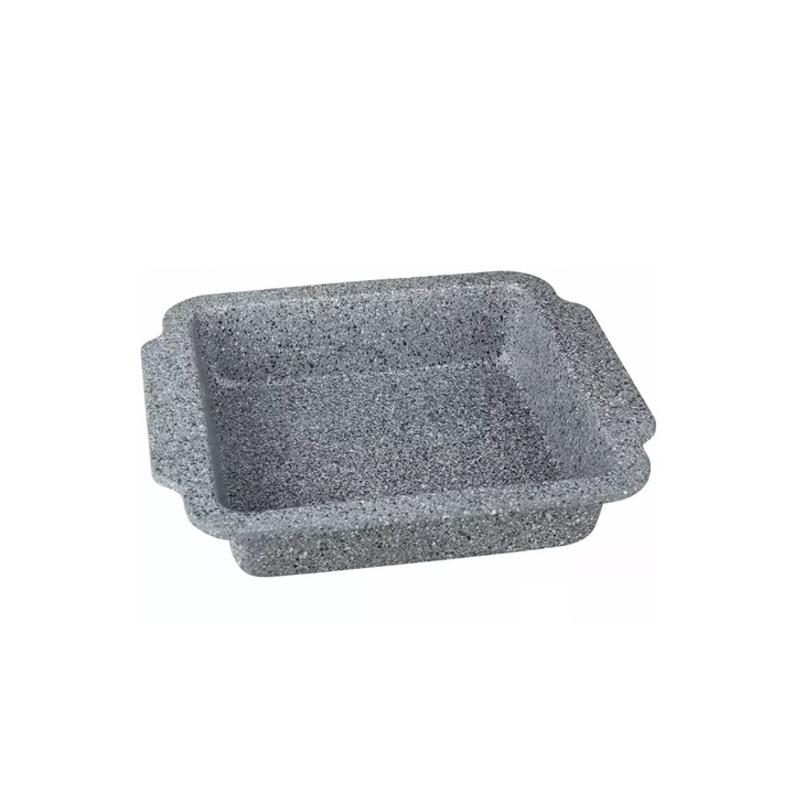 Márványozott tepsi, tapadásmentes gránittal borított acélból, szürke, 23x23cm, Klausberg