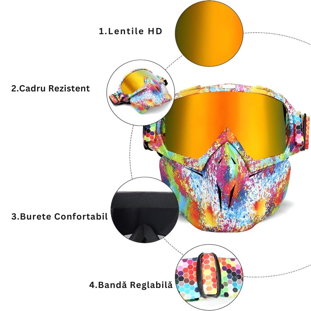 Velixo® Goggles Mask, устойчива на студ и вятър, HD лещи, UV защита ...