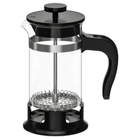 Filtru pentru cafea/ceai din sticla termorezistenta si inox, cu maner ergonomic, 17x8 cm, 0.4 L, usor de curatat, negru