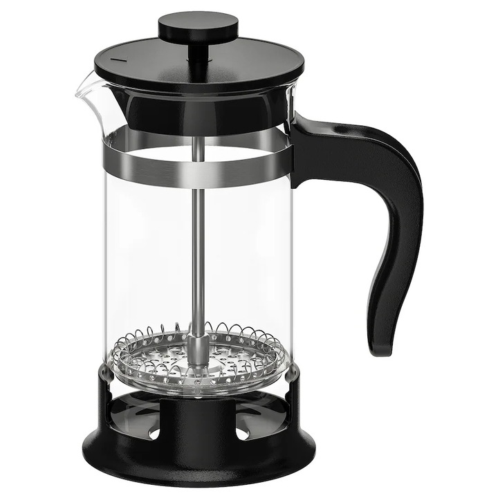 Hőálló és rozsdamentes kávé/tea filter, ergonomikus fogantyúval, 17x8 cm, 0,4 L, könnyen tisztítható, fekete