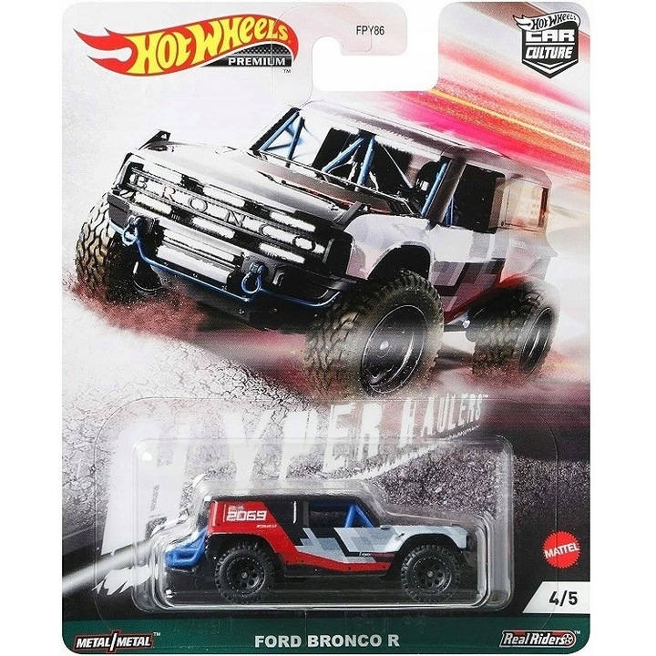 Masinuta Hot Wheels Premium - Ford Bronco R - Hyper Haulers nr 4, neagra