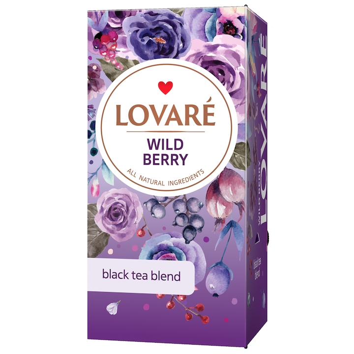 Чай Lovarе Wild berry, Черен, Парченца плодове, Индивидуална опаковка, 48 гр, 1.5 гр х 24 бр