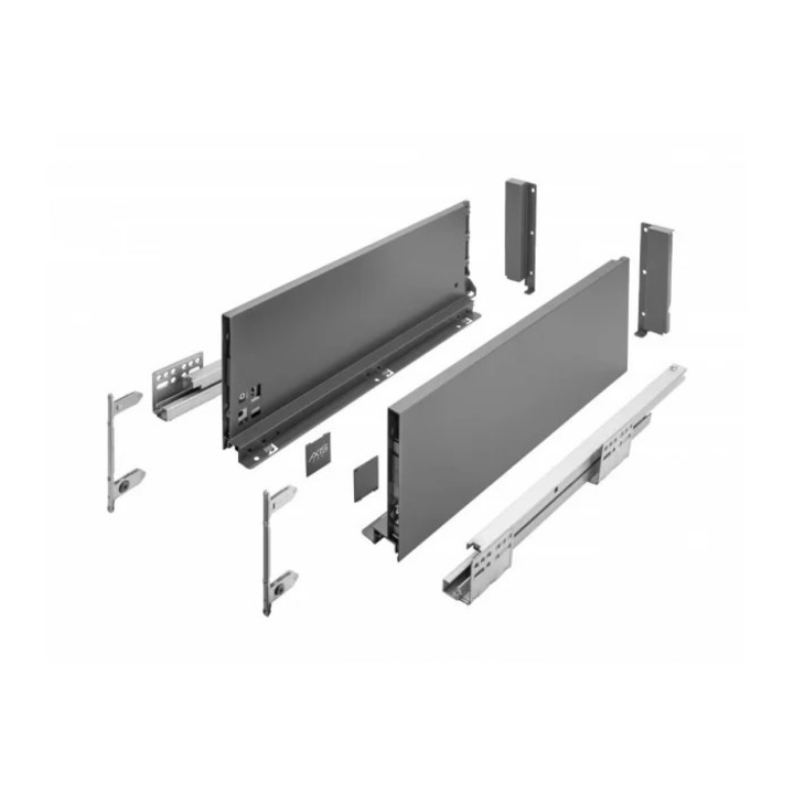 Sertar AxisPro 400 mm, H167 mm, soft-close, extragere totala, 40 kg, antracit