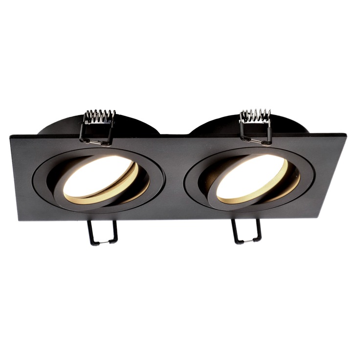 Spot Dublu Directionabil Incastrat ( Fara bec ) si (Fara dulie ) IP20 Negru