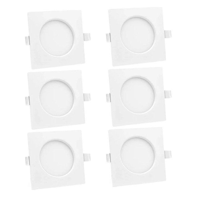 Комплект 6 вградени прожектора Lumare, LED, пластмаса, бял, 11,5 см