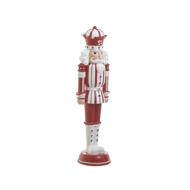 Decoratiune Craciun Nutcracker rosu/alb H=92cm