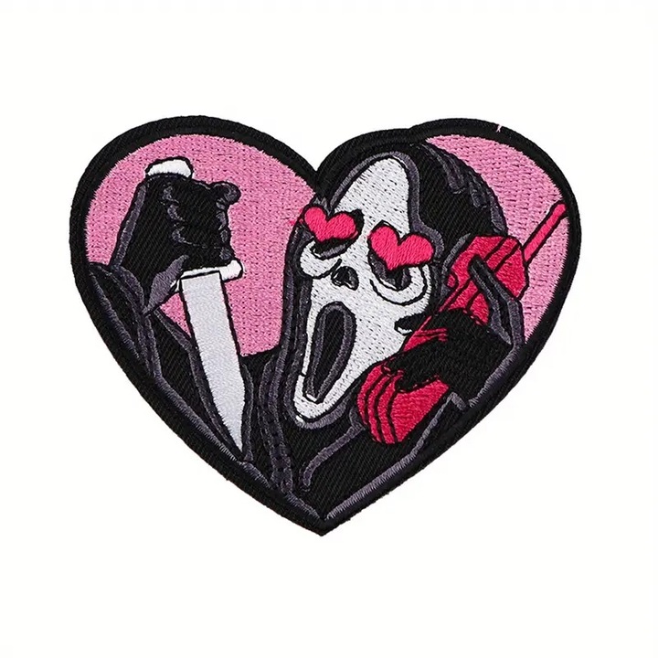Petic textil brodat Scary Movies 7.3x6 cm