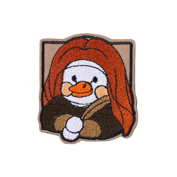 Mona Lisa kacsa Leonardo da Vinci hímzett textiltapasz 6,2x5,6 cm