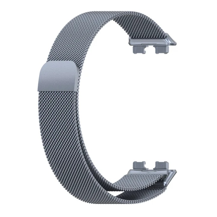Mágneses szíj VALLEY-77 Huawei Band 8-hoz, milánói fonat, rozsdamentes acél, szürke
