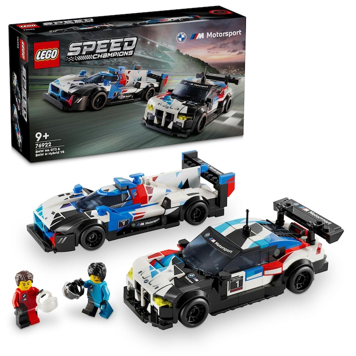 LEGO® Speed Champions - Masini de curse BMW M4 GT3 si BMW M Hybrid v8 76922, 676 piese