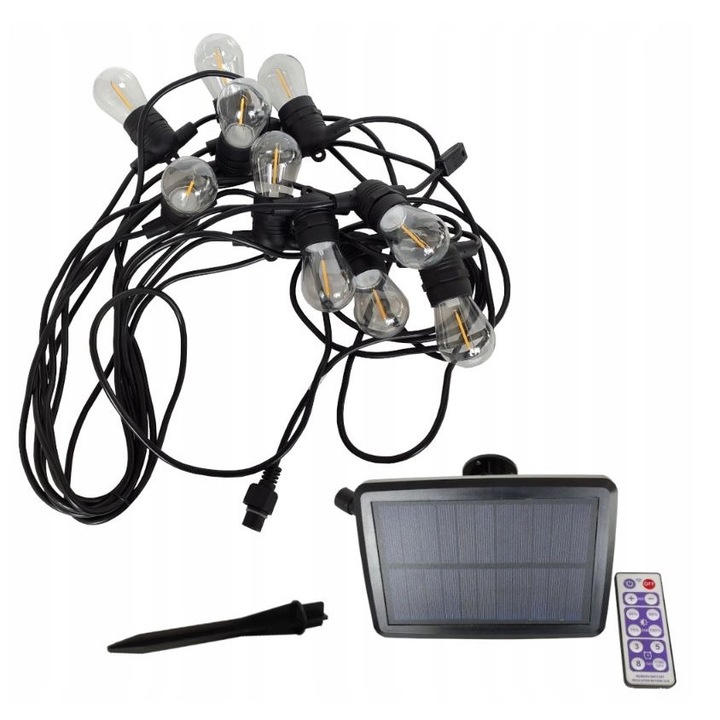 Ghirlanda solara pentru terasa, Ecolight, 0.3W, 10 m, Alb cald
