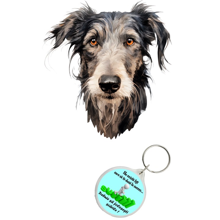 Set sticker decorativ perete, auto si geam, Caine -Scottish Collie model 4, 25 CM si breloc succes