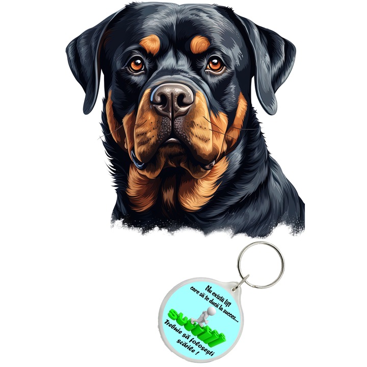 Set sticker decorativ perete, auto si geam, Caine -Rottweiler model 3, 40 CM si breloc succes