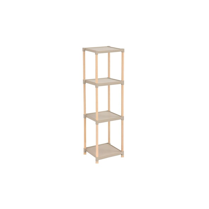 Етажерка Home, Дърво, 4 рафта, 25x26x100 см, Бежов/Сив