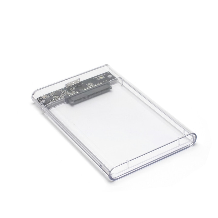Външен SSD/HDD шкаф, USB-A 3.0/SATA, прозрачен