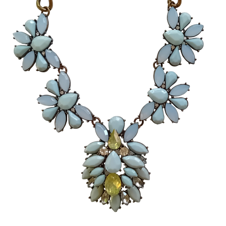 Kristály statement, hangsúlyos nyaklánc, nyakék, bizsu, antikolt, 43-50 cm, Bijou Brigitte