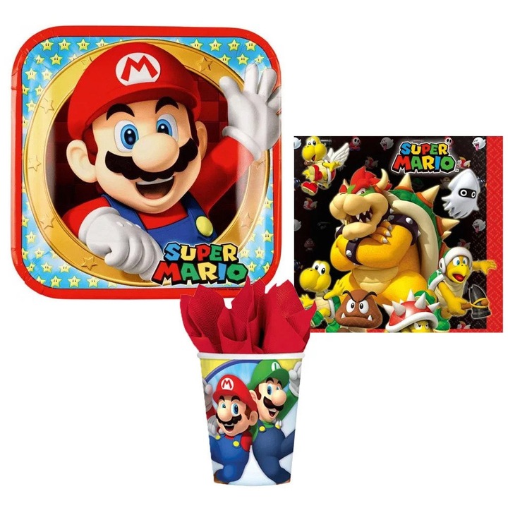 Set petrecere 36 piese, multicolor, Super Mario