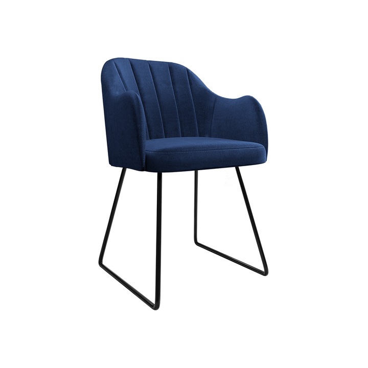 Scaun Mikasio, MIRJAN24, negru + bleumarin, 56x52x78 cm