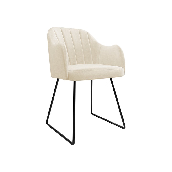 Scaun Mikasio, MIRJAN24, negru + bej, 56x52x78 cm