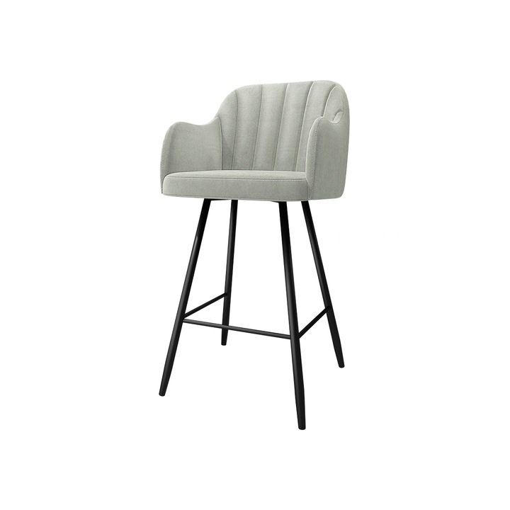 Scaun de bar Satton, MIRJAN24, negru + gri deschis, 56x52x105 cm