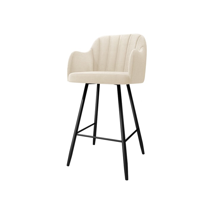 Scaun de bar Satton, MIRJAN24, negru + bej, 56x52x105 cm