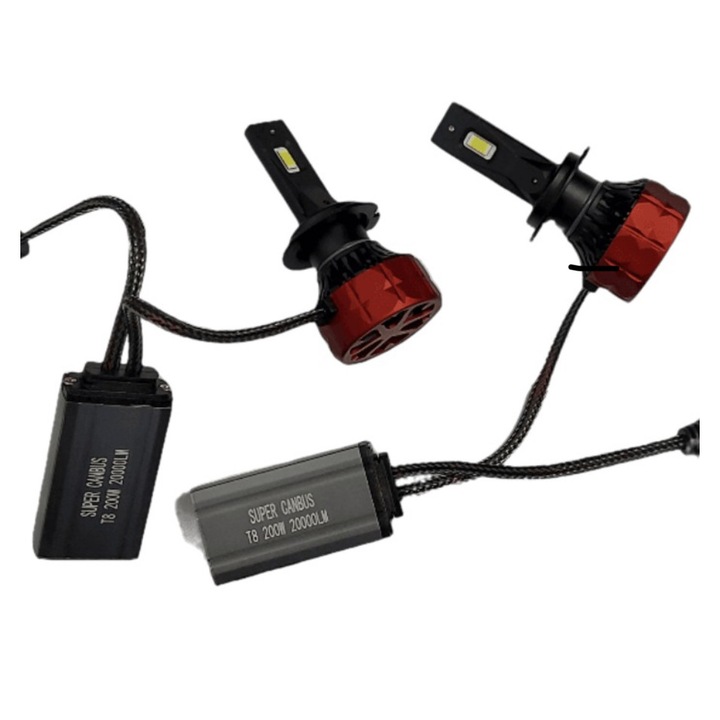 Set 2 leduri, H1 super-canbus, 200w, 20000, 6000k long life