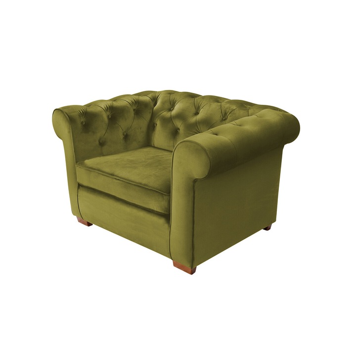 Fotoliu Oxford Chesterfield, 93x116x75 cm, Olive