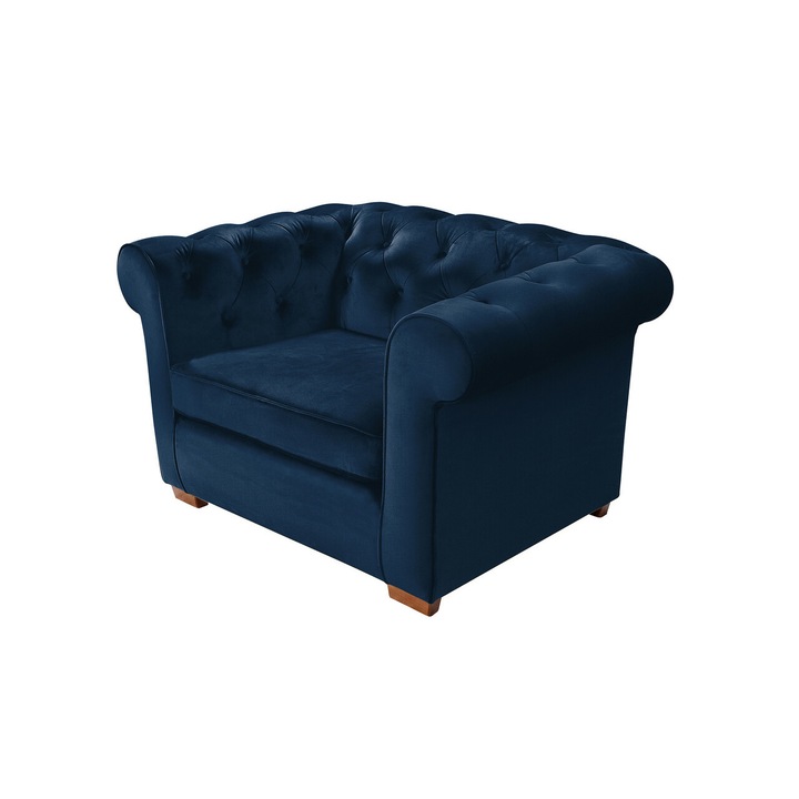 Fotoliu Oxford Chesterfield, 93x116x75 cm, Albastru