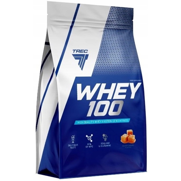 Supliment proteic, Trec Nutrition, Whey 100, WPC, De inalta calitate, 900g Pudra, Aroma: caramel sarat