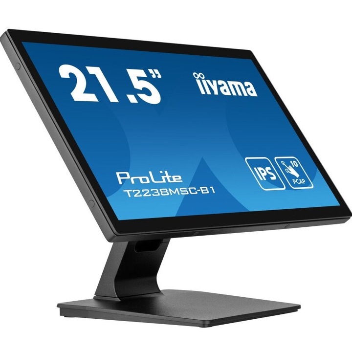 Monitor IPS LED IIYAMA 21.5" T2238MSC-B1, Full HD (1920 x 1080), HDMI, DisplayPort, Boxe, Touchscreen (Negru)