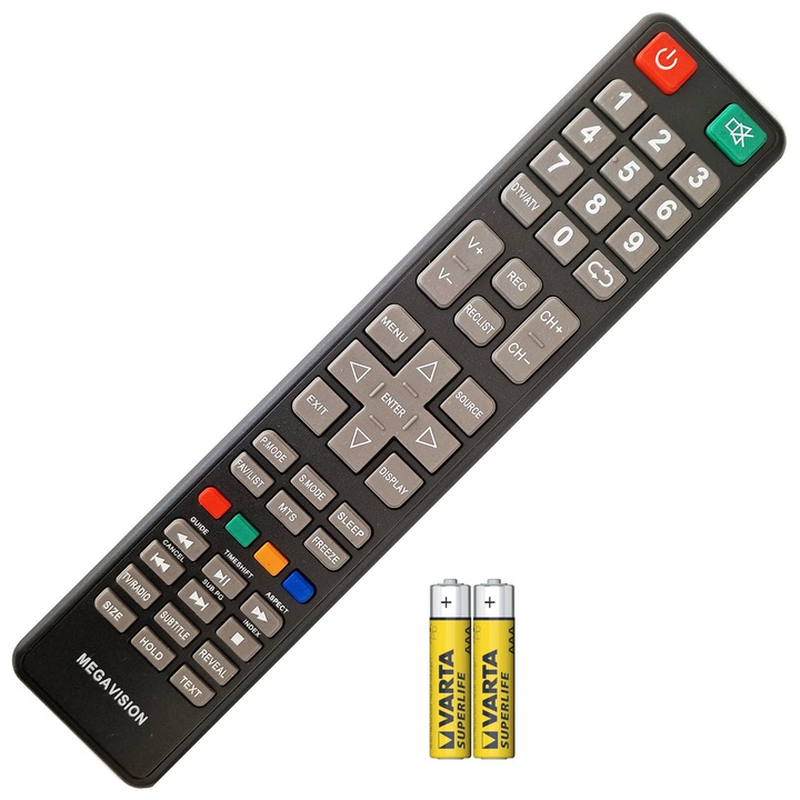 Telecomanda KNTECH, 32DM6500 compatibila Star-Light, Vision-Touch, Megavision, Smart-Tech, Diamant, neagra, baterii incluse