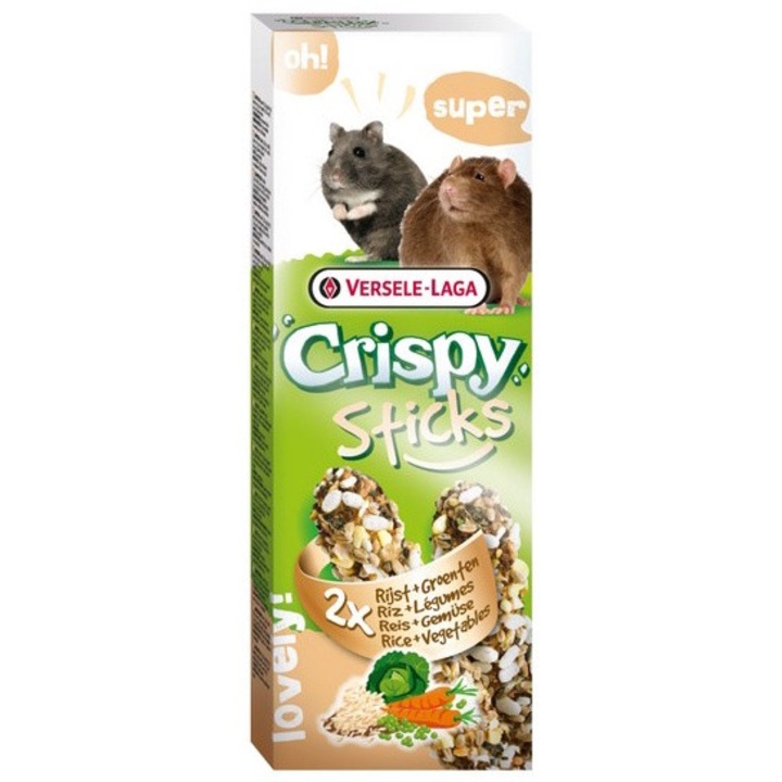 Hrana pentru hamster, Versele-Laga Crispy Sticks, orez si legume, 110g