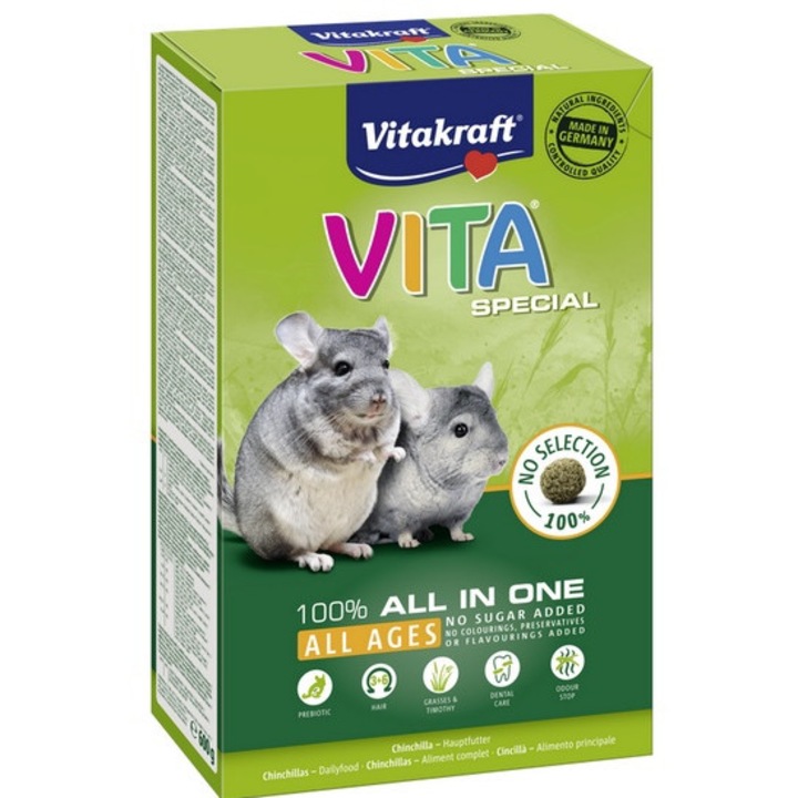Hrana pentru rozatoare Vitakraft Vita Special, bogata in fibre/Omega-3/Omega-6, 600g