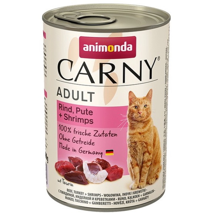 Hrana pentru pisici Animonda Carny Adult, vita, curcan si creveti, 400g