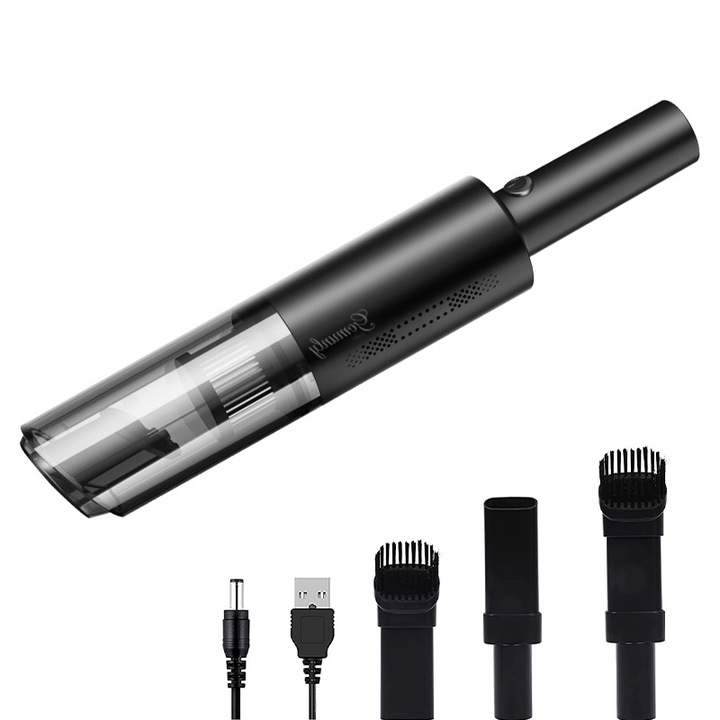 Прахосмукачка за кола, Мокро и сухо, Gomunly, Безжична, Акумулаторна, 6000PA, Батерия 4000 mAh, Черна