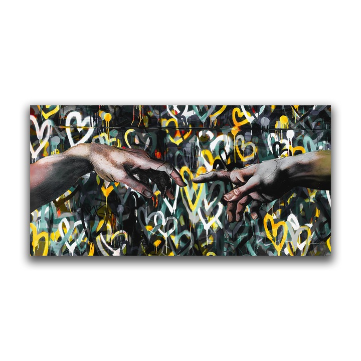 Първокласна картина на платно, LuxCanva® B1075, Ръце на влюбените, 60 X 120 CM, 100% памучно платно 400g/m2, Дървена рамка, Декоративна, Всекидневна, Любов, Ръце, Любов, Спалня, Двойка, Живи цветове