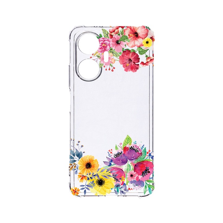 Husa BestCase® Anti Shock 1.5MM, Compatibila Cu Realme C55, Flowers, Rezistenta La Socuri, Protectie Camera, Margini ridicate pentru protectia ecranului, AS 56