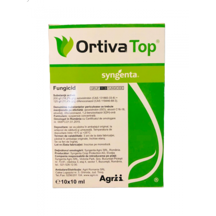 Set Fungicid foliar preventiv si curativ, cu spectru larg de actiune impotriva agentilor patogeni, Ortiva Top, 3 x 10 ml